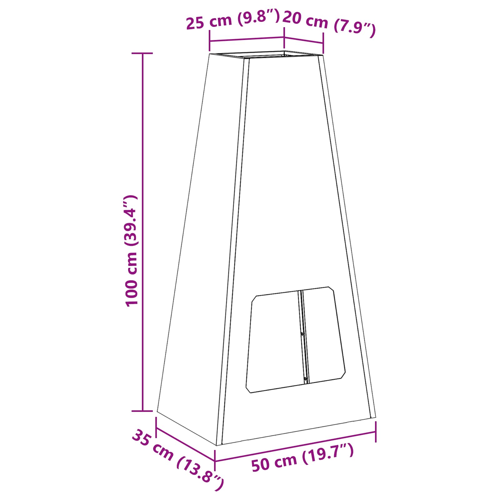 Kamin Crna Veličina 50 x 35 x 100 cm Čelik