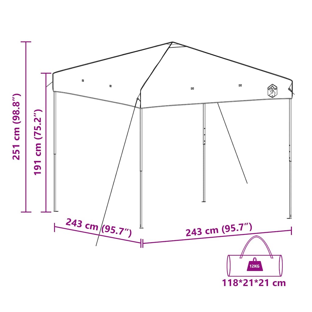 Šator s nadstrešnicom Plava 243 x 243 x 251 cm tkanina