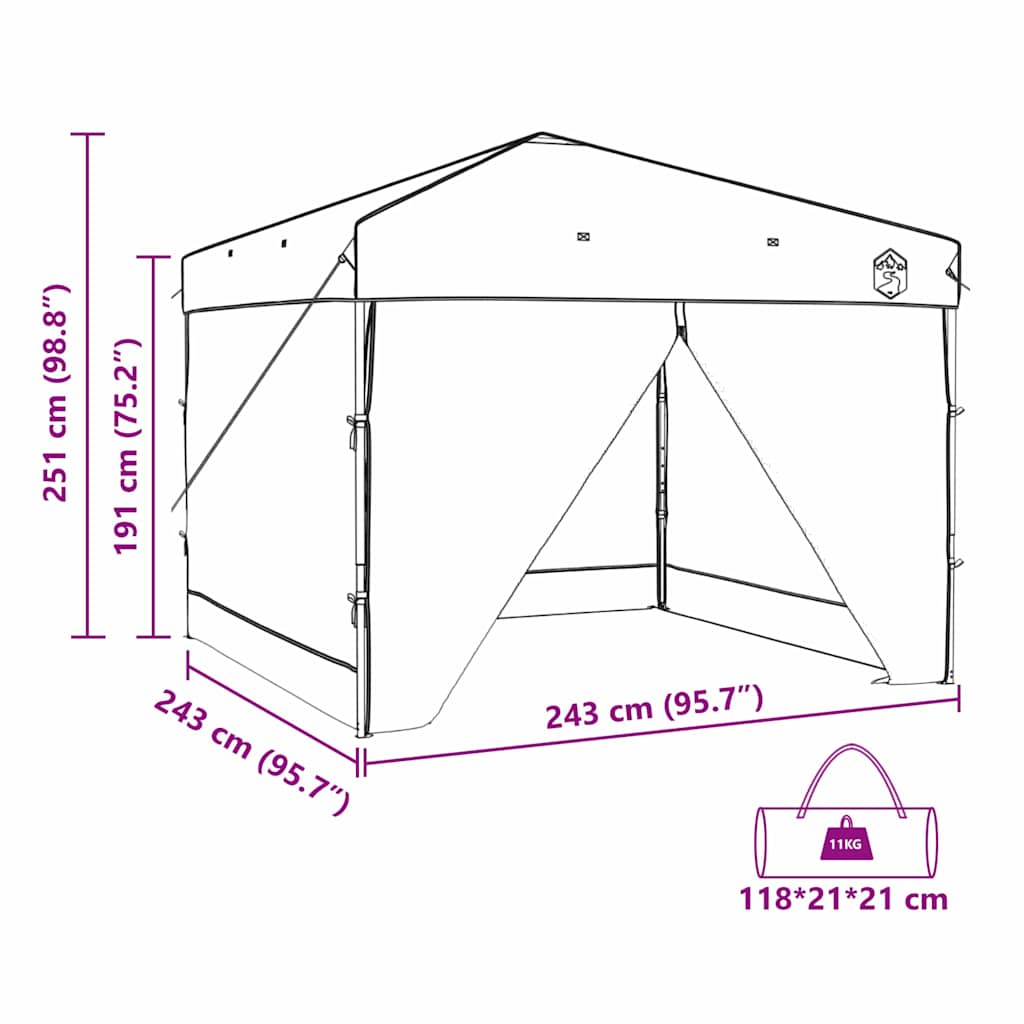 Šator s nadstrešnicom Zelena 243 x 243 x 251 cm tkanina