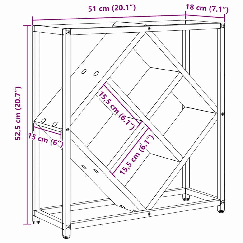Stalak za vino Sonoma hrast 51 x 18 x 52,5 cm Konstruirano drvo