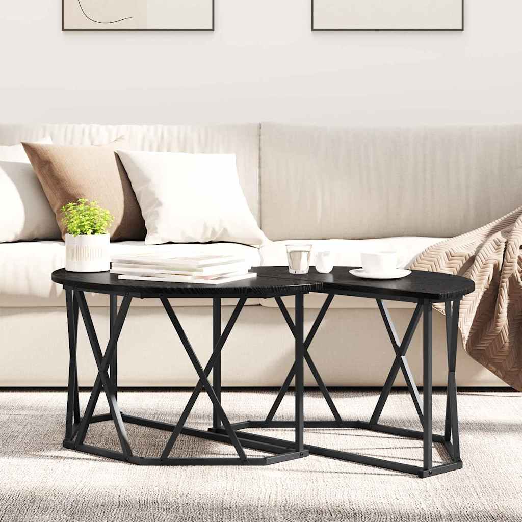 Kava Stol Crni hrast 80 x 80 x 42 cm Inženjerska drva i čelik