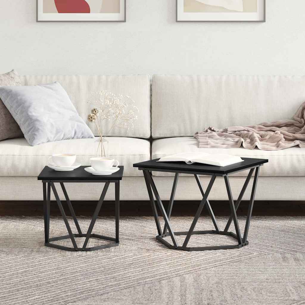 Set pomoćnih stolića 2 pcs Crni hrast 50 x 50 x 40 cm