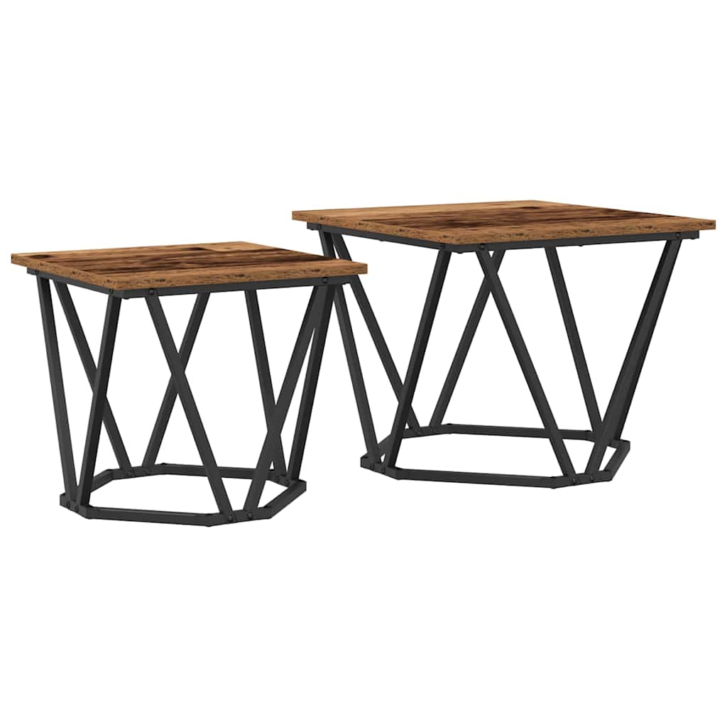 Set pomoćnih stolića 2 pcs obnovljeno drvo