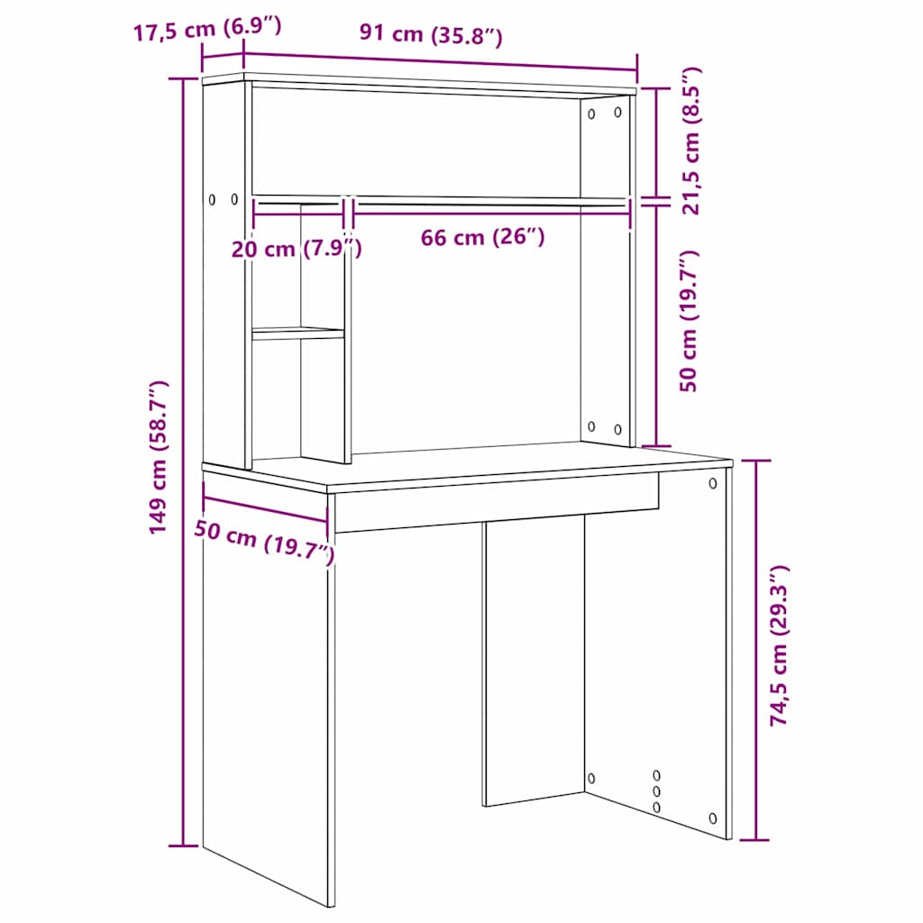 Stol s policom Sonoma hrast 91 x 50 x 149 cm Konstruirano drvo