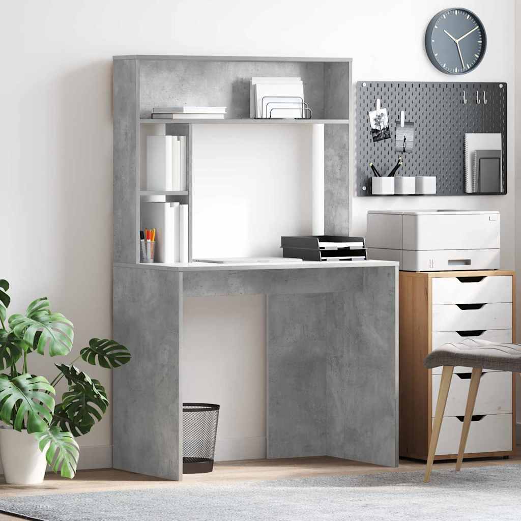 Stol s policom Betonski sivi 91 x 50 x 149 cm Konstruirano drvo