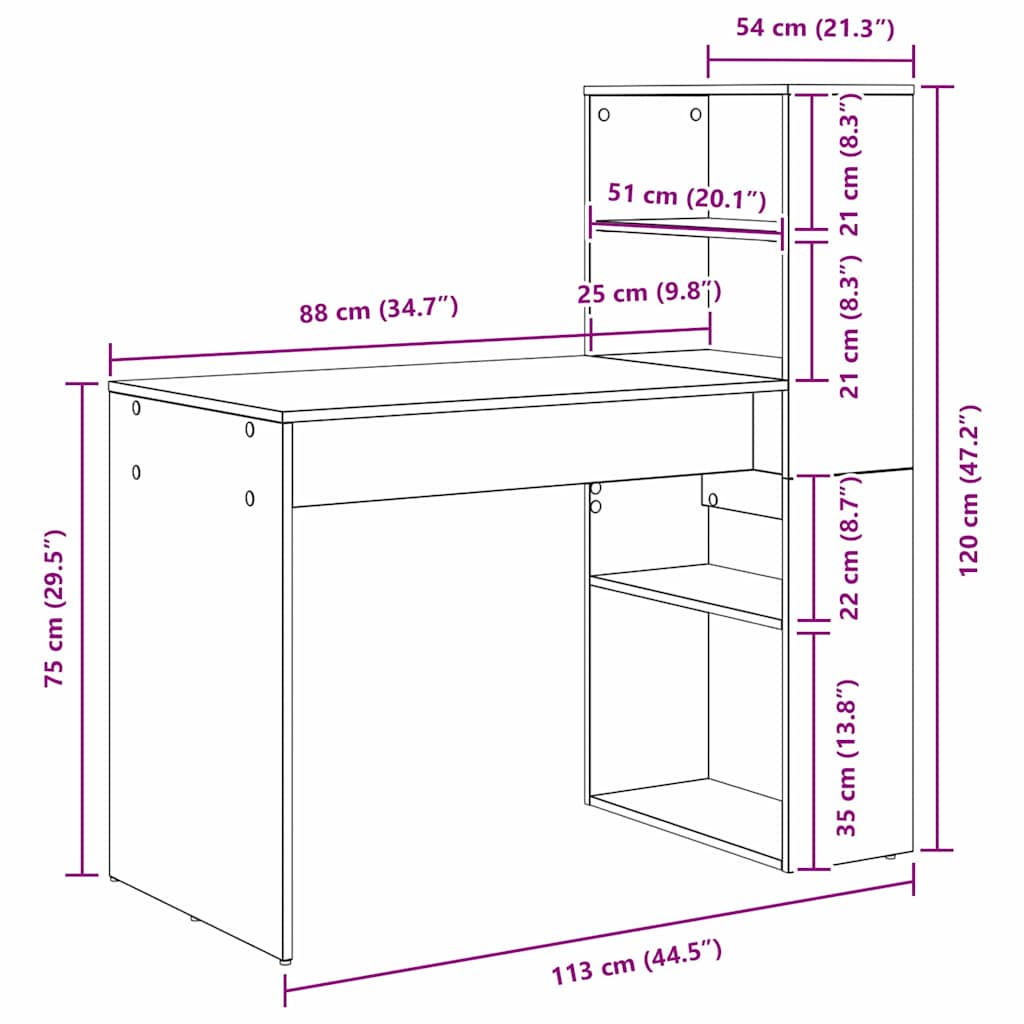 Stol Umjetnički hrast 113 x 54 x 120 cm Konstruirano drvo