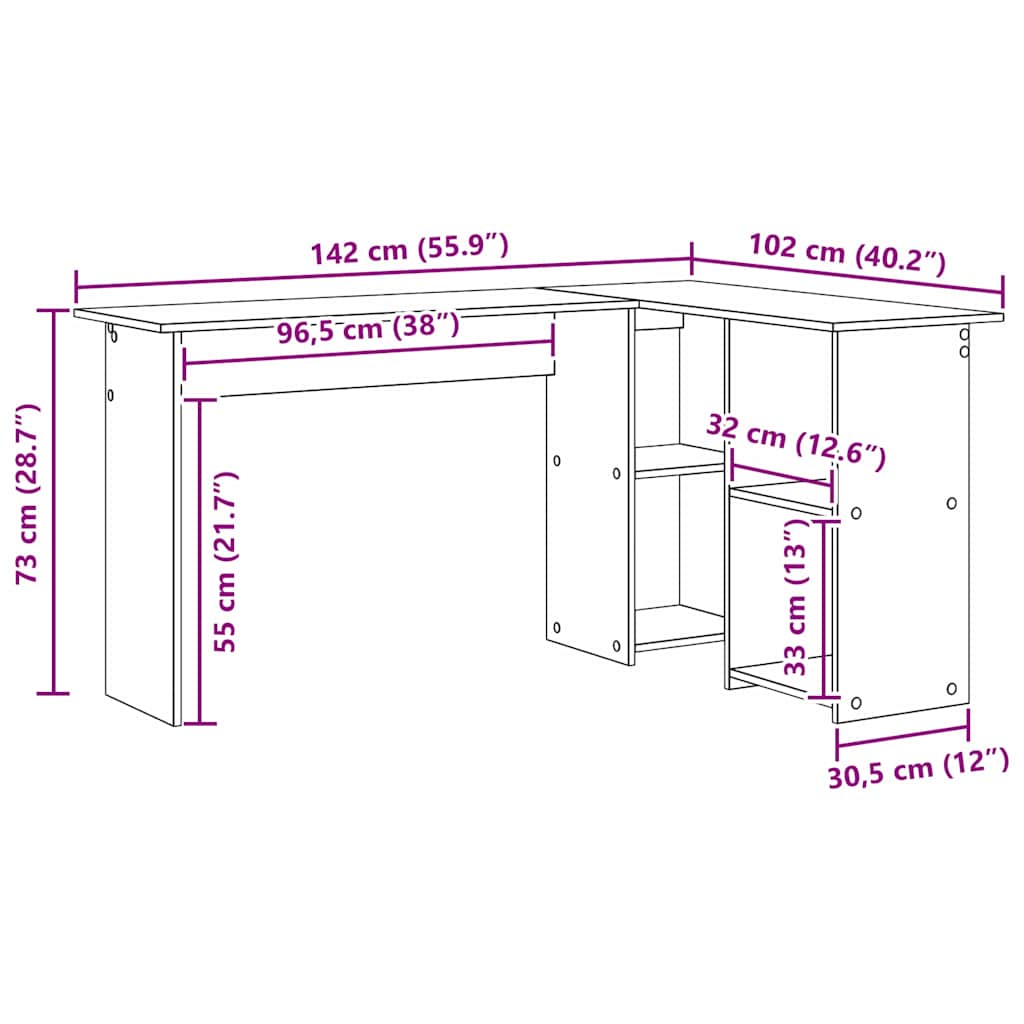 Stol s policom Sonoma hrast 142 x 102 x 73 cm Konstruirano drvo