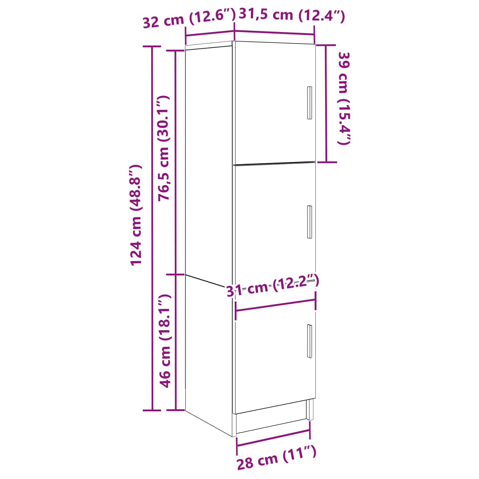 Highboard Sonoma hrast 31.5 x 32 x 122.5 cm