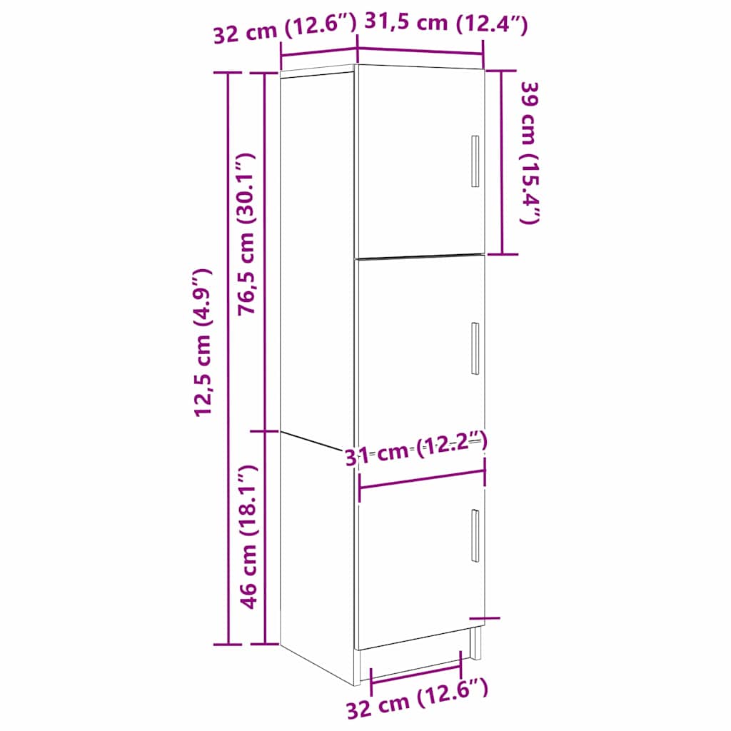 Highboard Betonski sivi 31.5 x 32 x 122.5 cm