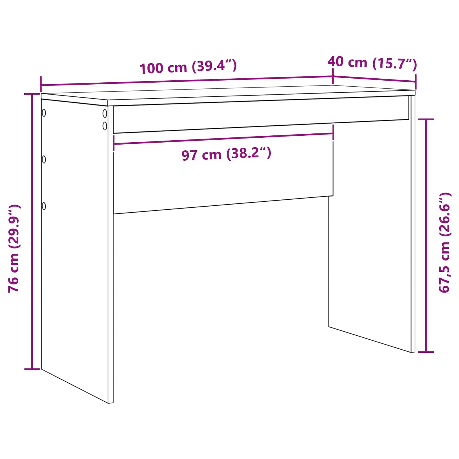 Stol Bijelo 100 x 40 x 76 cm