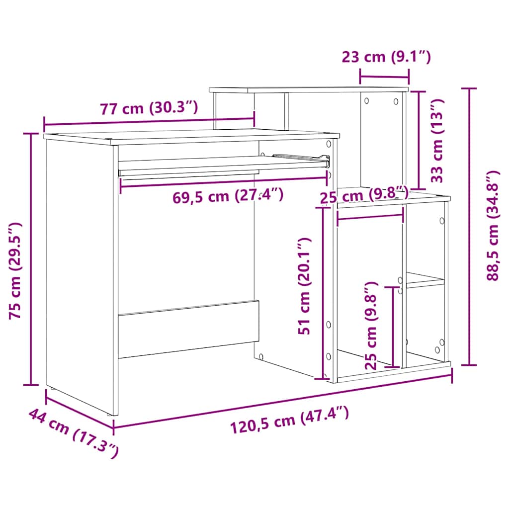 Stol Crni hrast 120,5 x 44 x 88,5 cm Konstruirano drvo