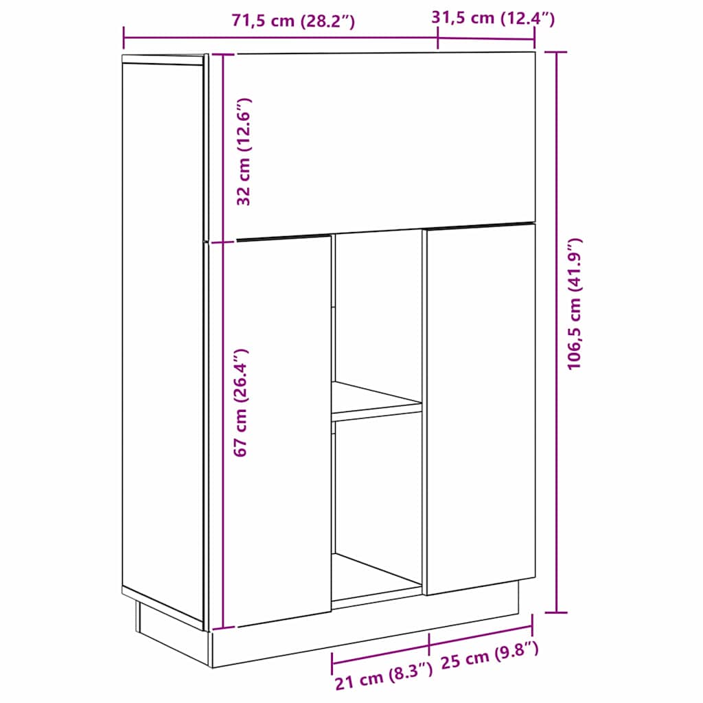 Stol s policom Bijelo 71.5 x 31.5 x 106.5 cm Konstruirano drvo