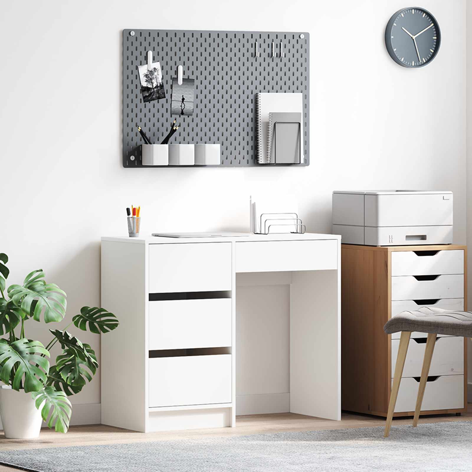 Stol s ladicama Bijelo 90 x 37.5 x 75 cm Konstruirano drvo