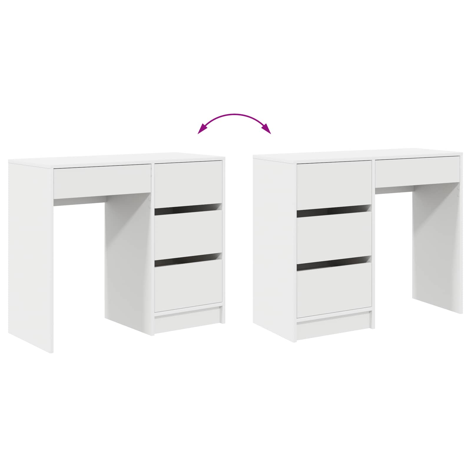 Stol s ladicama Bijelo 90 x 37.5 x 75 cm Konstruirano drvo