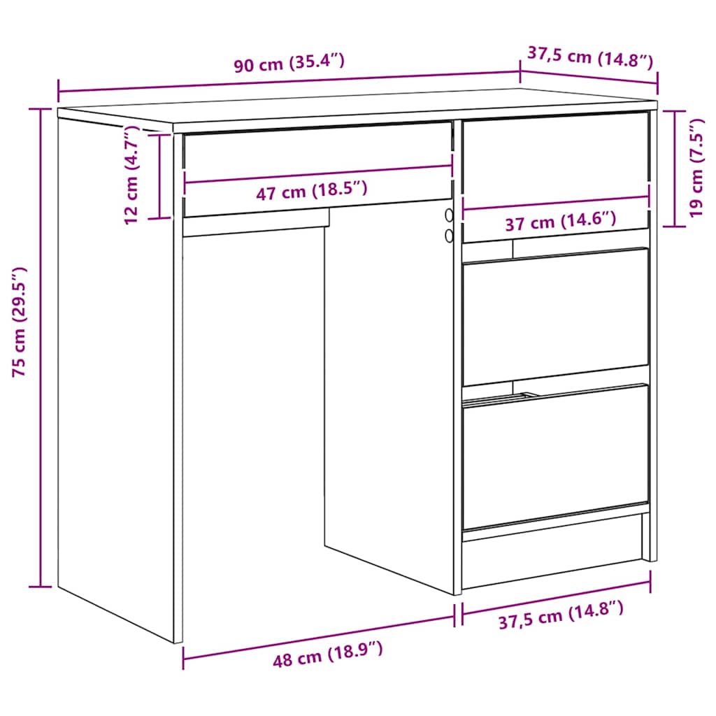 Stol Dimljeni hrast 90 x 37.5 x 75 cm Konstruirano drvo