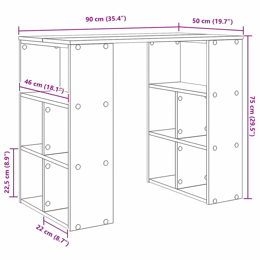 Stol s policom Sonoma hrast 90 x 50 x 75 cm Konstruirano drvo