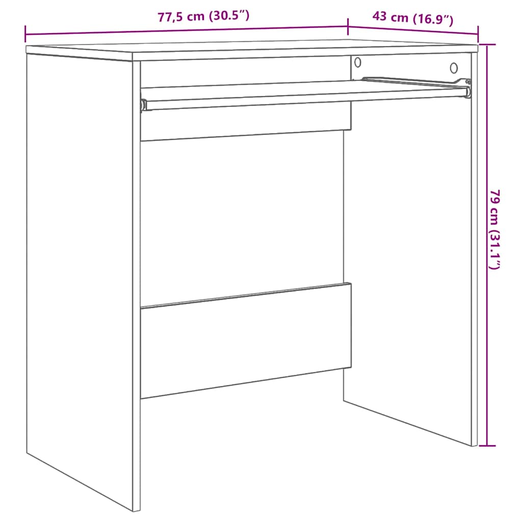 Stol s ladicama Siva Sonoma 77.5 x 43 x 79 cm Konstruirano drvo