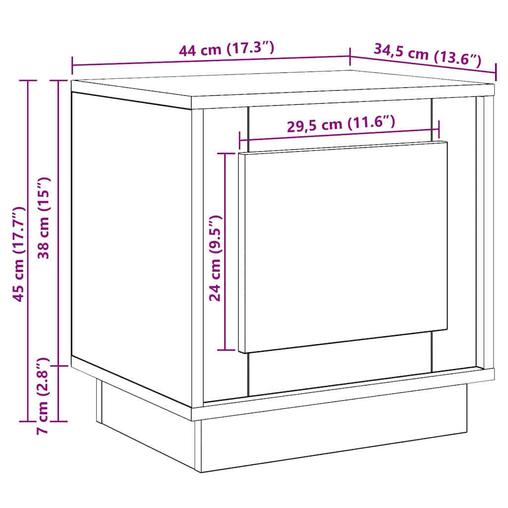 Noćni ormar Crna 44 x 34,5 x 45 cm Konstruirano drvo