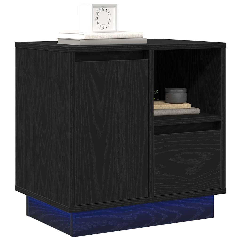 Noćni ormar Crni hrast 50 x 34,5 x 50 cm. Konstruirano drvo