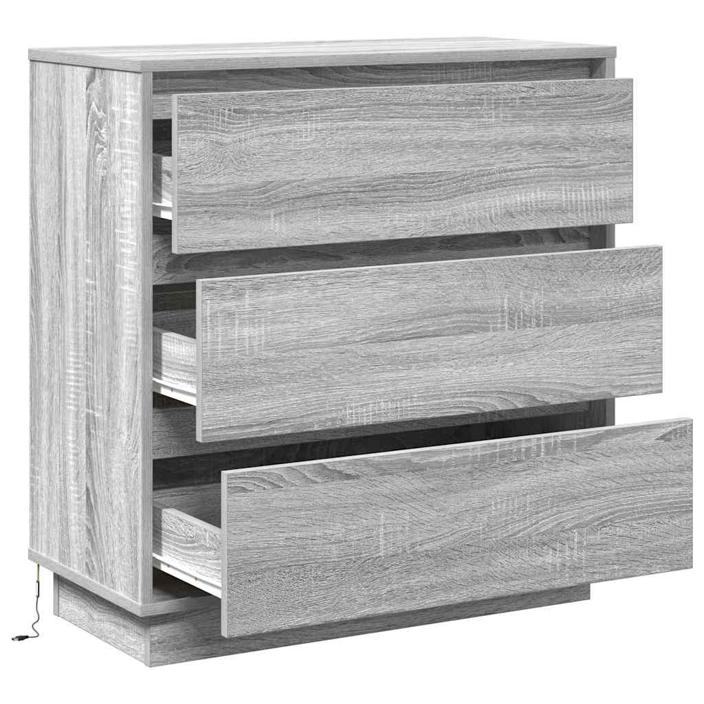 Noćni ormar s ladicama Siva 71 x 34,5 x 75 cm Konstruirano drvo