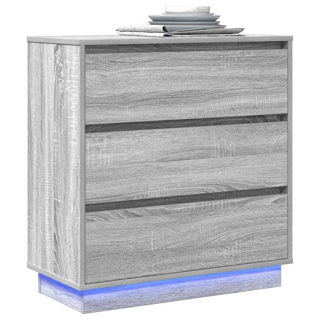 Noćni ormar s ladicama Siva 71 x 34,5 x 75 cm Konstruirano drvo