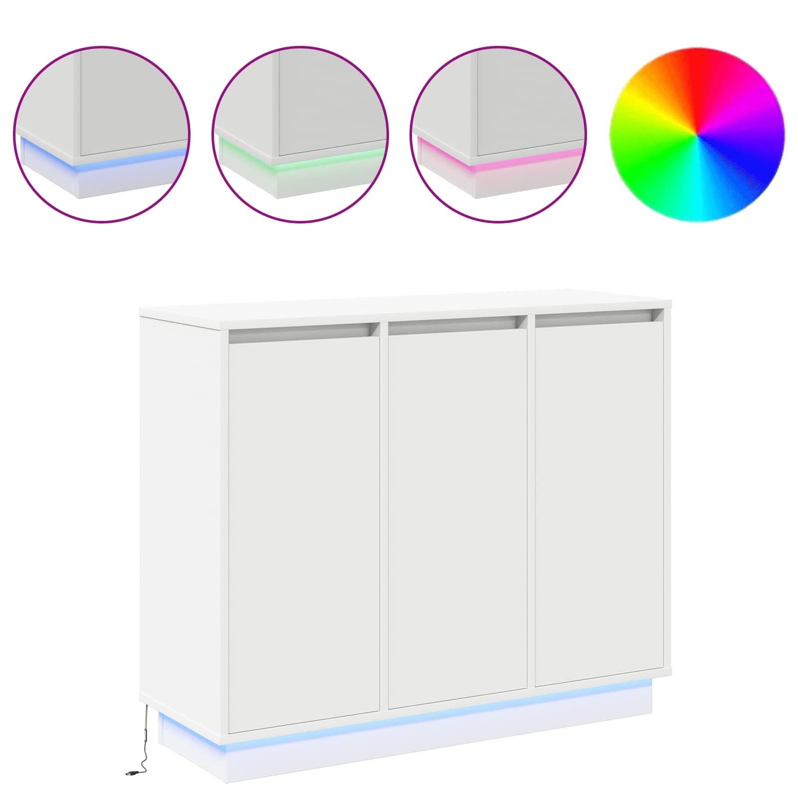LED komoda Bijelo 90 x 32 x 75 cm Konstruirano drvo
