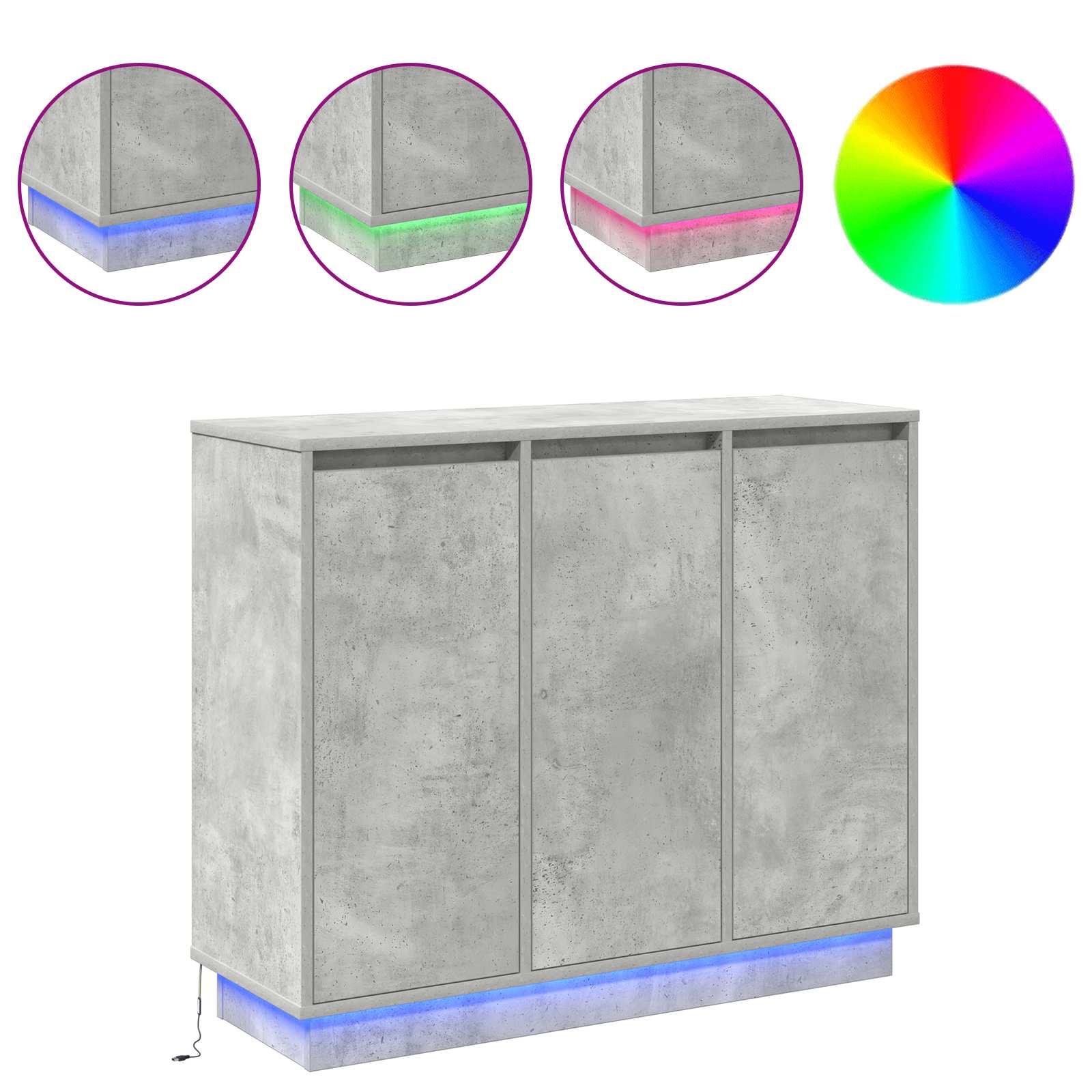 LED komoda Betonski sivi 90 x 32 x 75 cm Konstruirano drvo