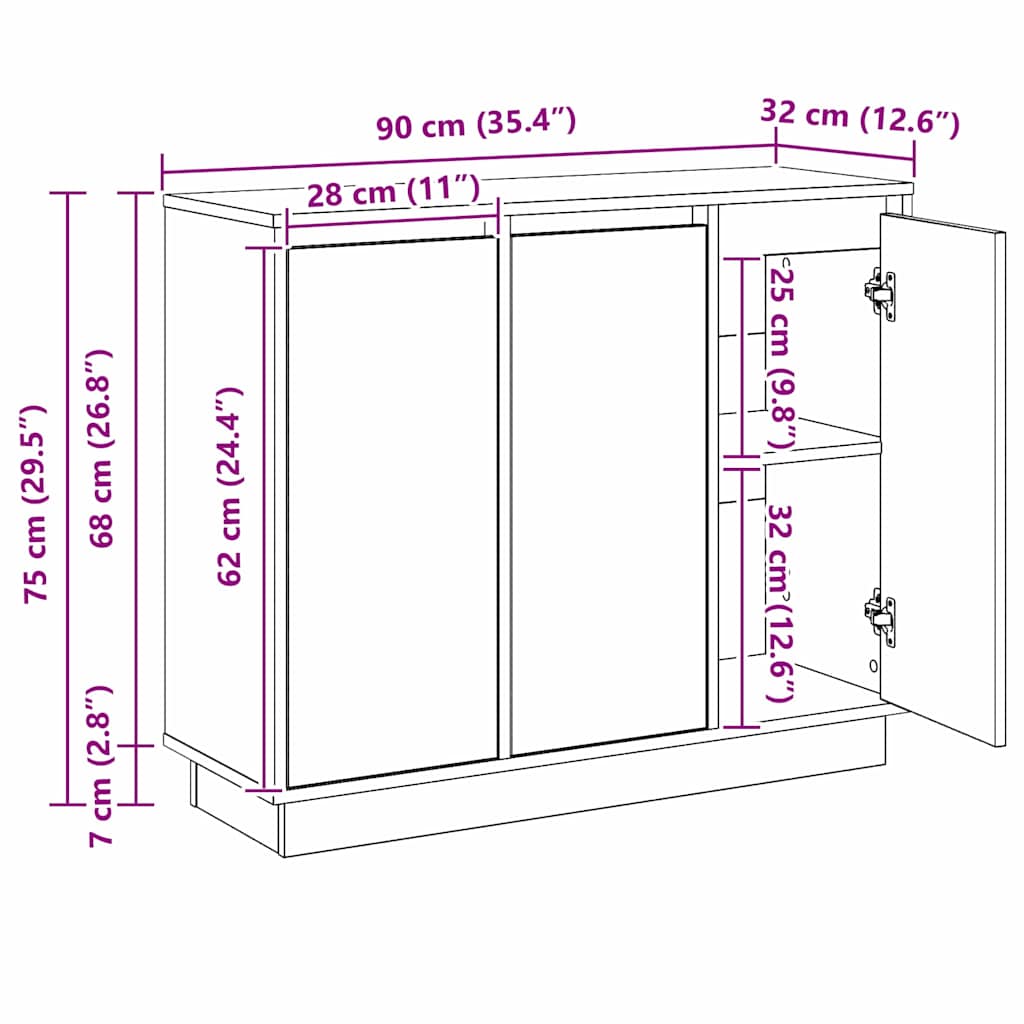 LED komoda Dimljeni hrast 90 x 32 x 75 cm Konstruirano drvo