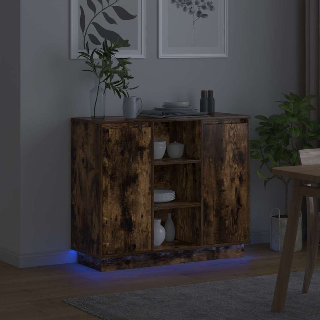 LED komoda Dimljeni hrast 90 x 32 x 75 cm Konstruirano drvo