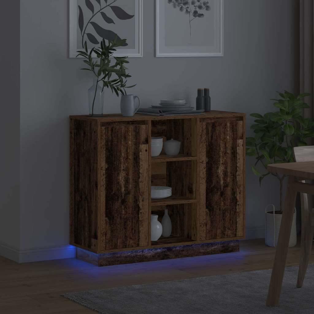 LED komoda Staro drvo 90 x 32 x 75 cm Konstruirano drvo