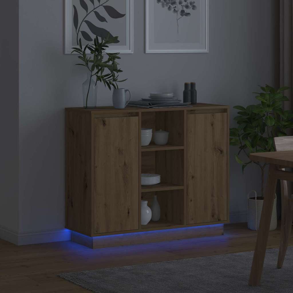 LED komoda Umjetnički hrast 90 x 32 x 75 cm Konstruirano drvo