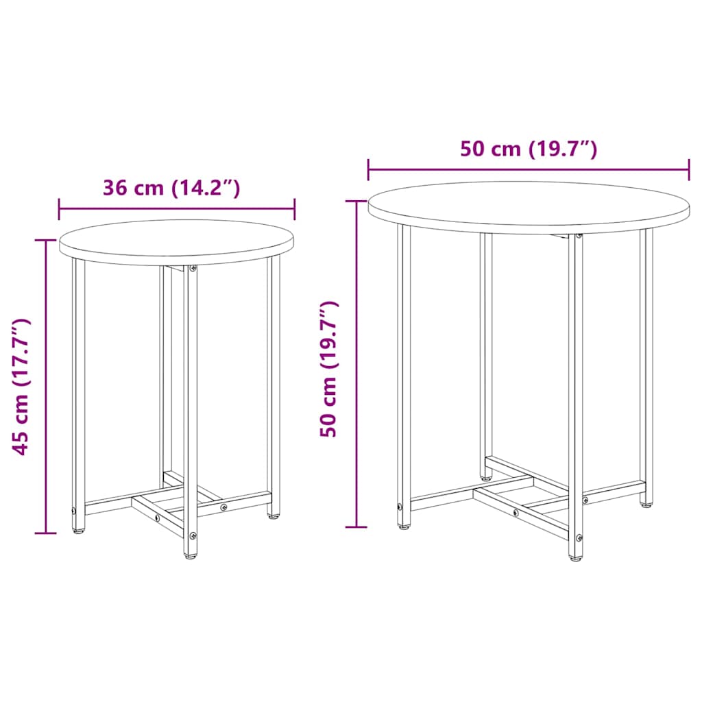 Set pomoćnih stolića 2 pcs Crni hrast