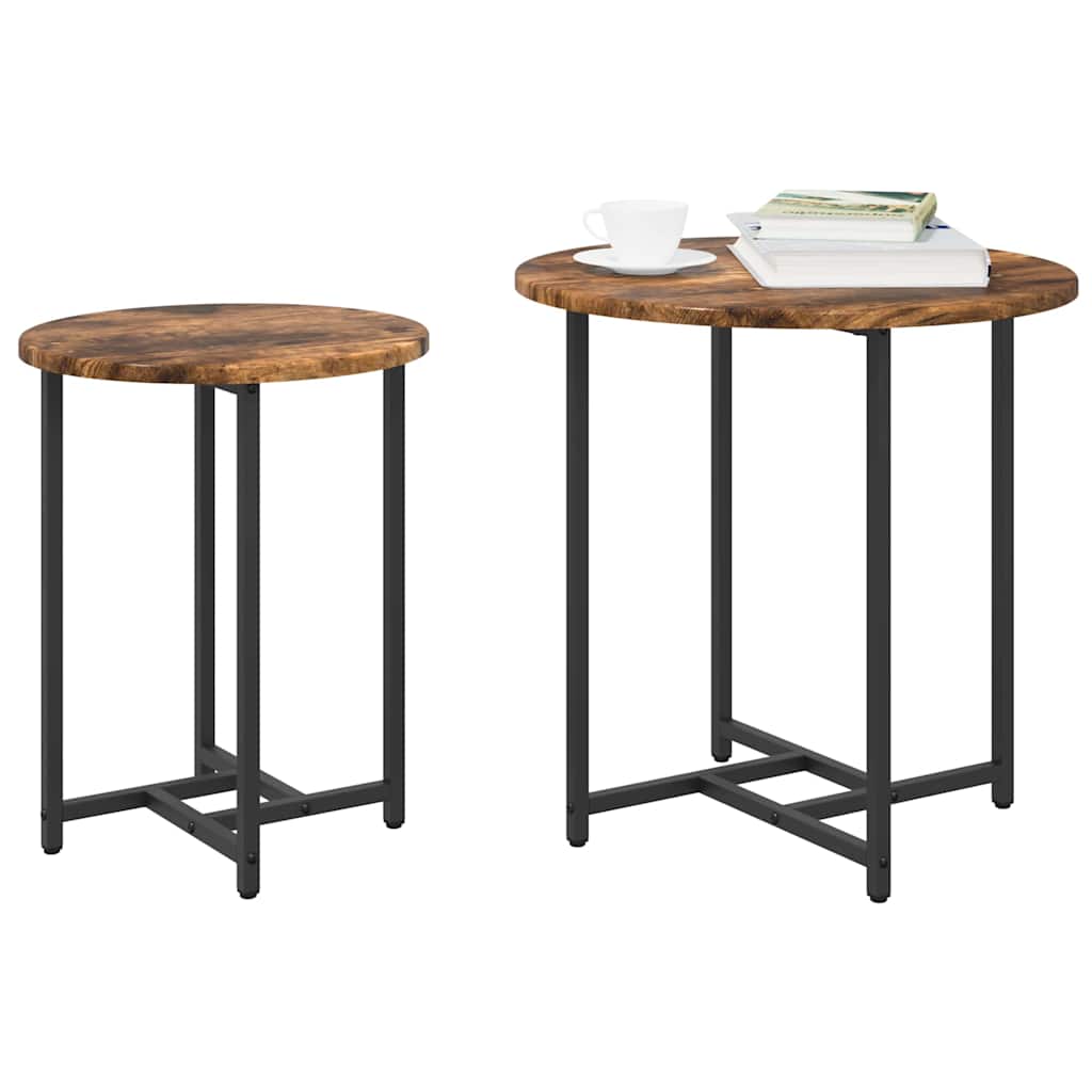Set pomoćnih stolića 2 pcs Dimnjeni hrast i crna