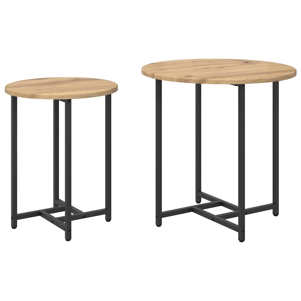 Set pomoćnih stolića 2 pcs Umjetnički hrast i crna