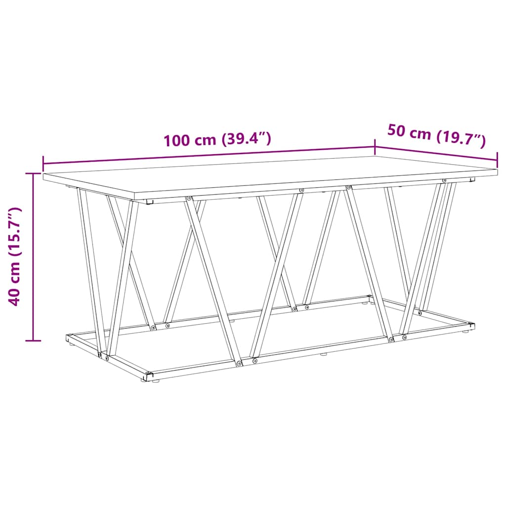 Kava Stol Crni hrast 100 x 50 x 40 cm Projektirano drvo i metal