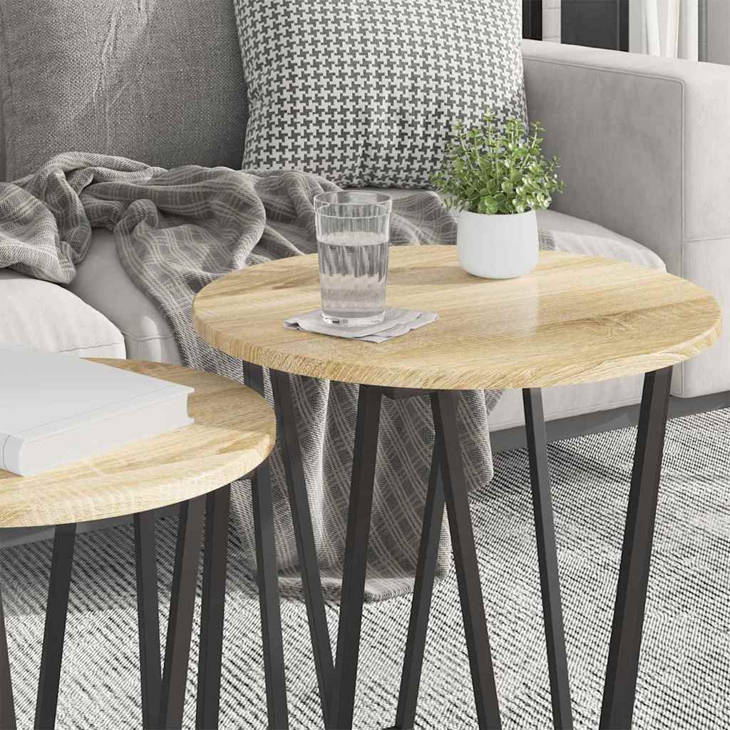 Set pomoćnih stolića 2 pcs Sonoma hrast i crna