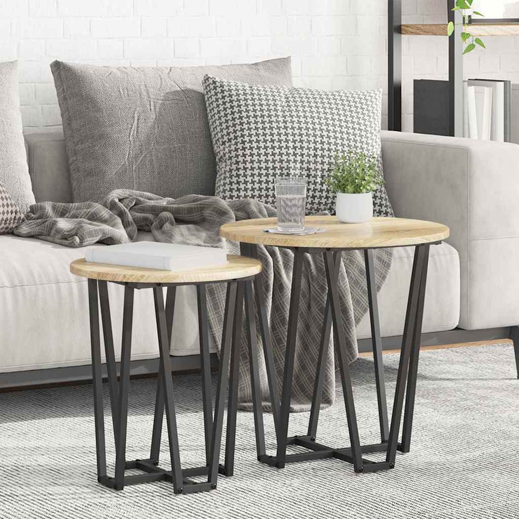 Set pomoćnih stolića 2 pcs Sonoma hrast i crna