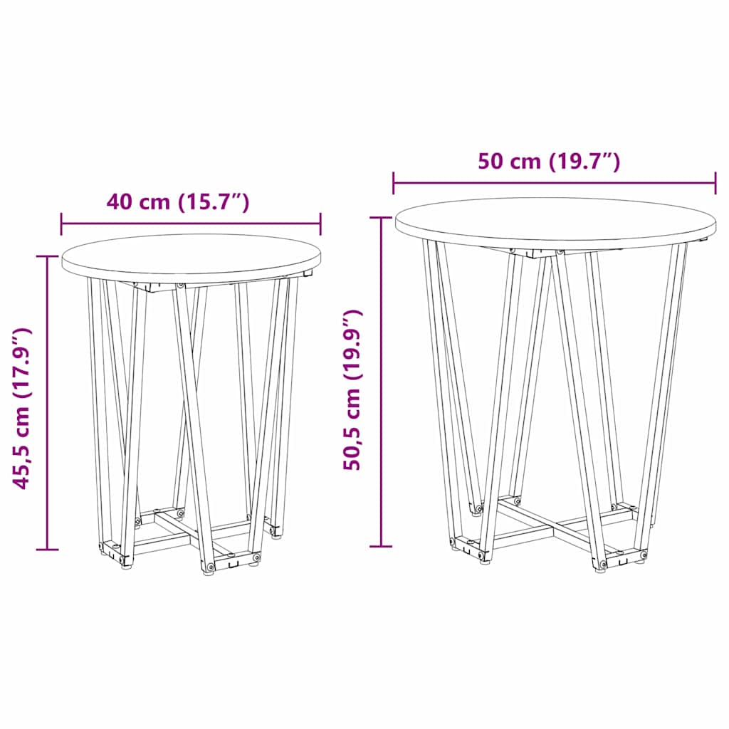 Set pomoćnih stolića 2 pcs Stari drvo i crna