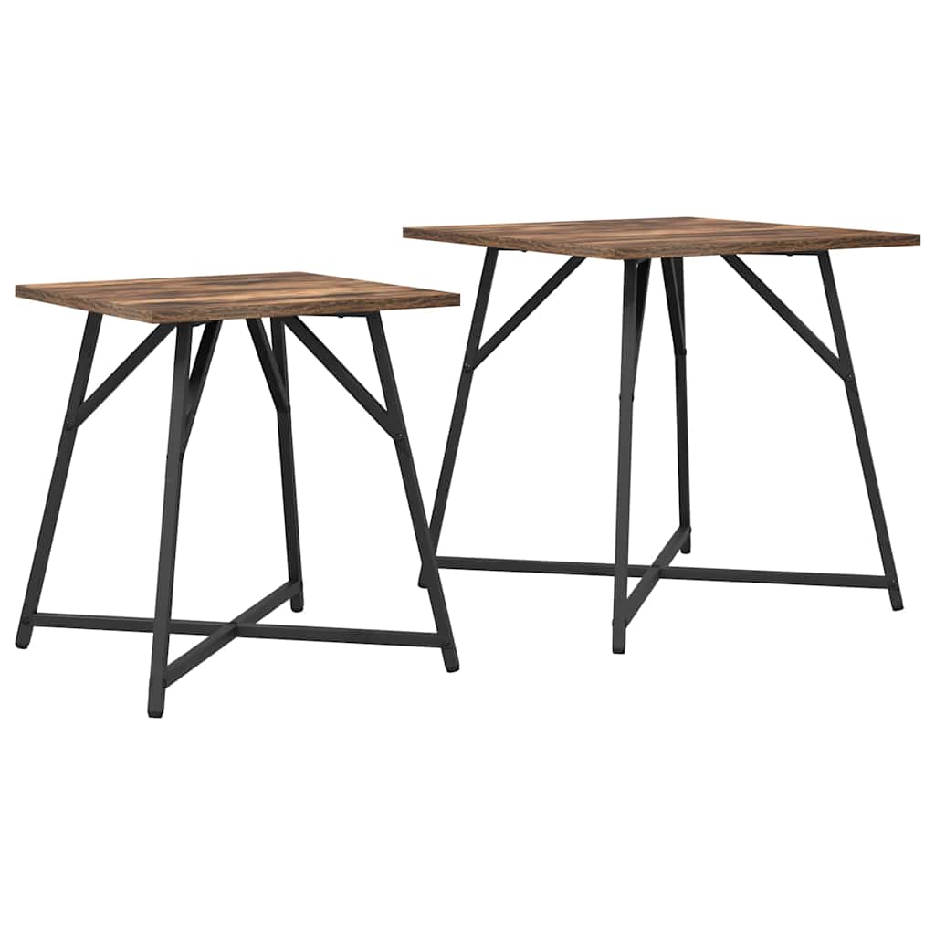 Set pomoćnih stolića 2 pcs Dimnjeni hrast i crna
