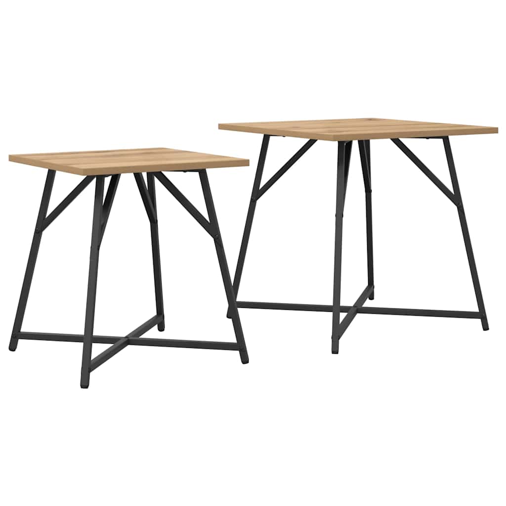 Set pomoćnih stolića 2 pcs Umjetnički hrast i crna