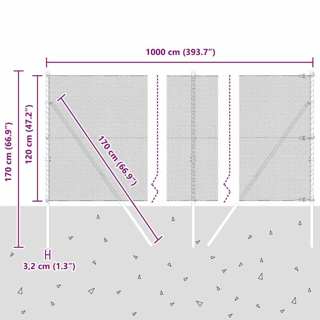 Sukladni osnovni dodatak za hexagonalnu ogradu 10 x 1,2 m Mreža
