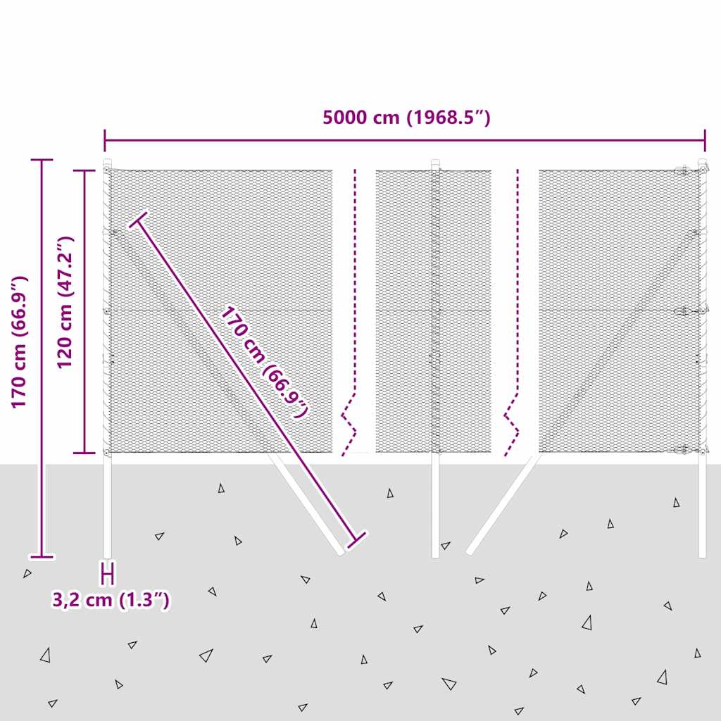 Sukladni osnovni dodatak za hexagonalnu ogradu 50 x 1,2 m Mreža