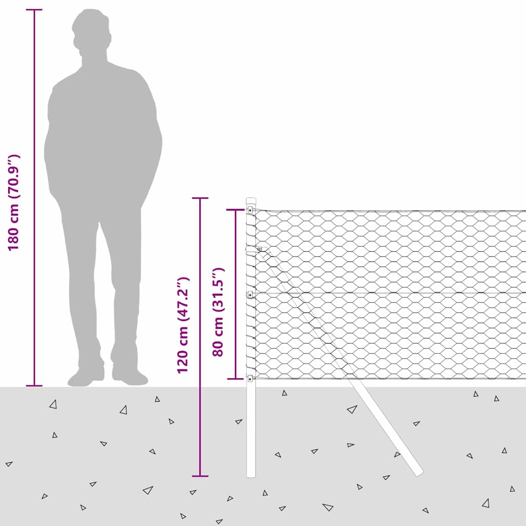 Sukladni osnovni dodatak za hexagonalnu ogradu 10 x 0,8 m Siva