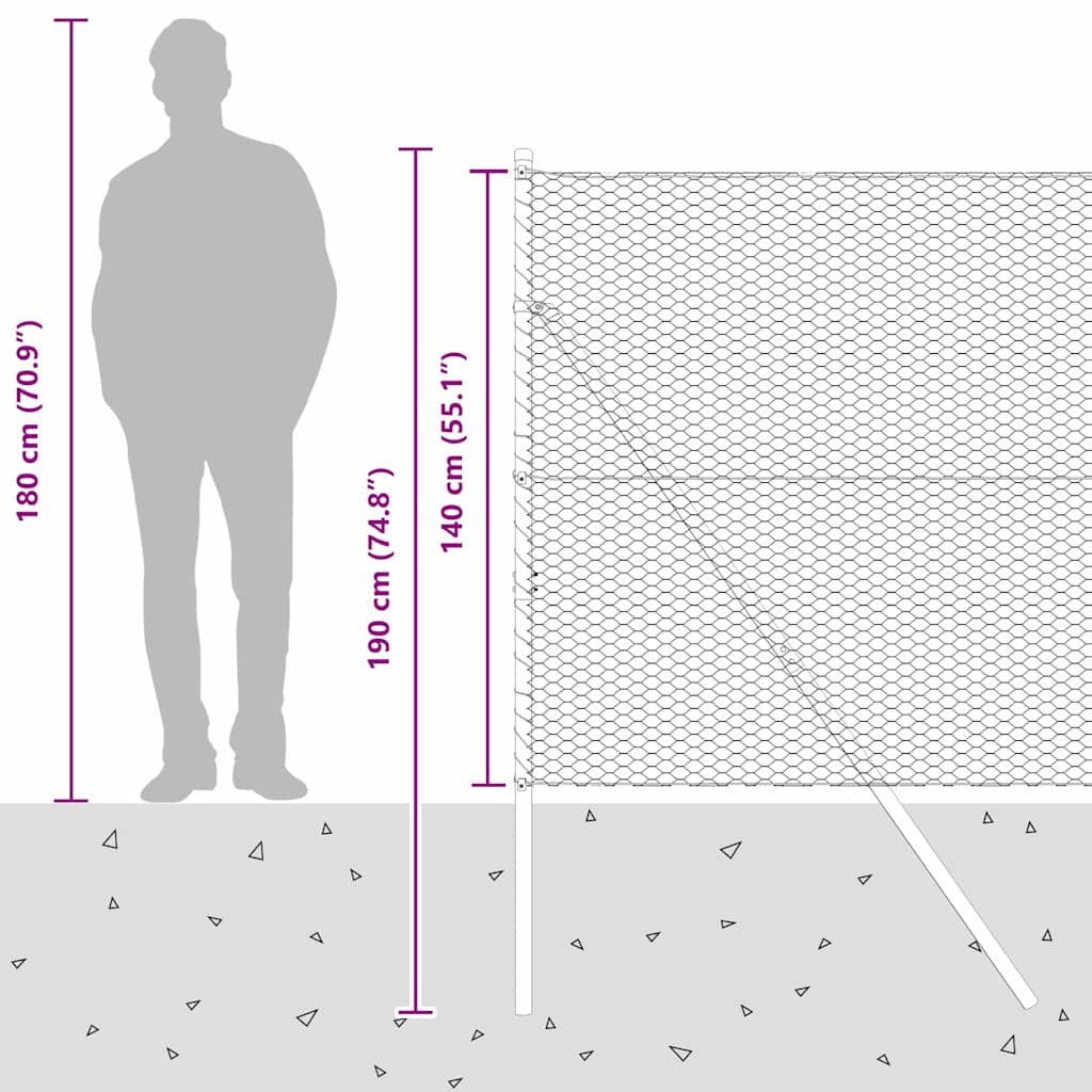 Sukladni osnovni dodatak za hexagonalnu ogradu 10 x 1,4 m Siva