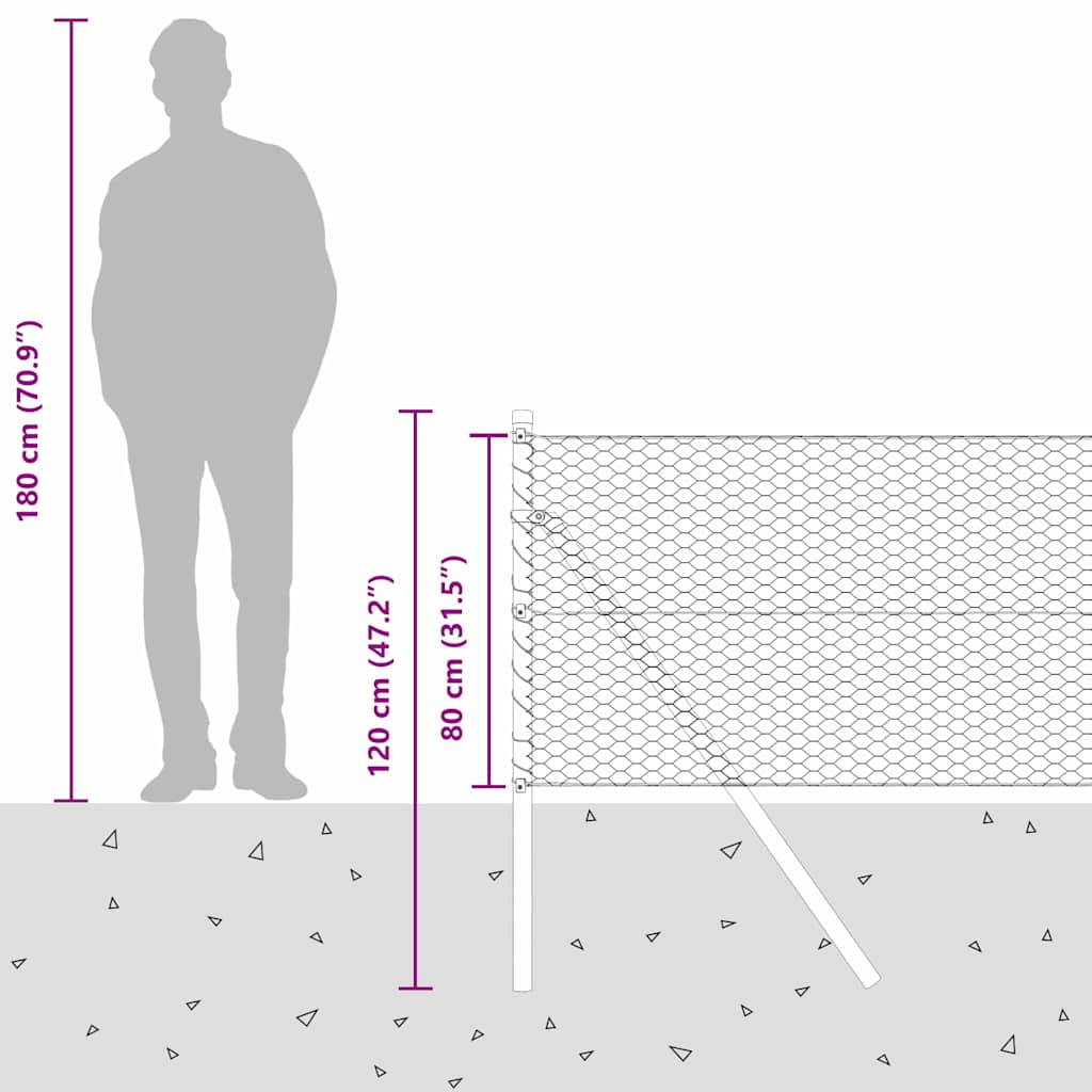 Sukladni osnovni dodatak za hexagonalnu ogradu 25 x 0,8 m Siva