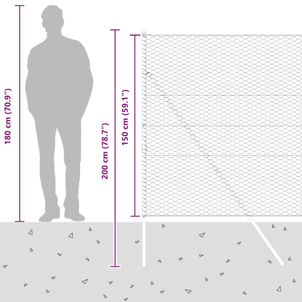 Sukladni osnovni dodatak za hexagonalnu ogradu 50 x 1,5 m Siva