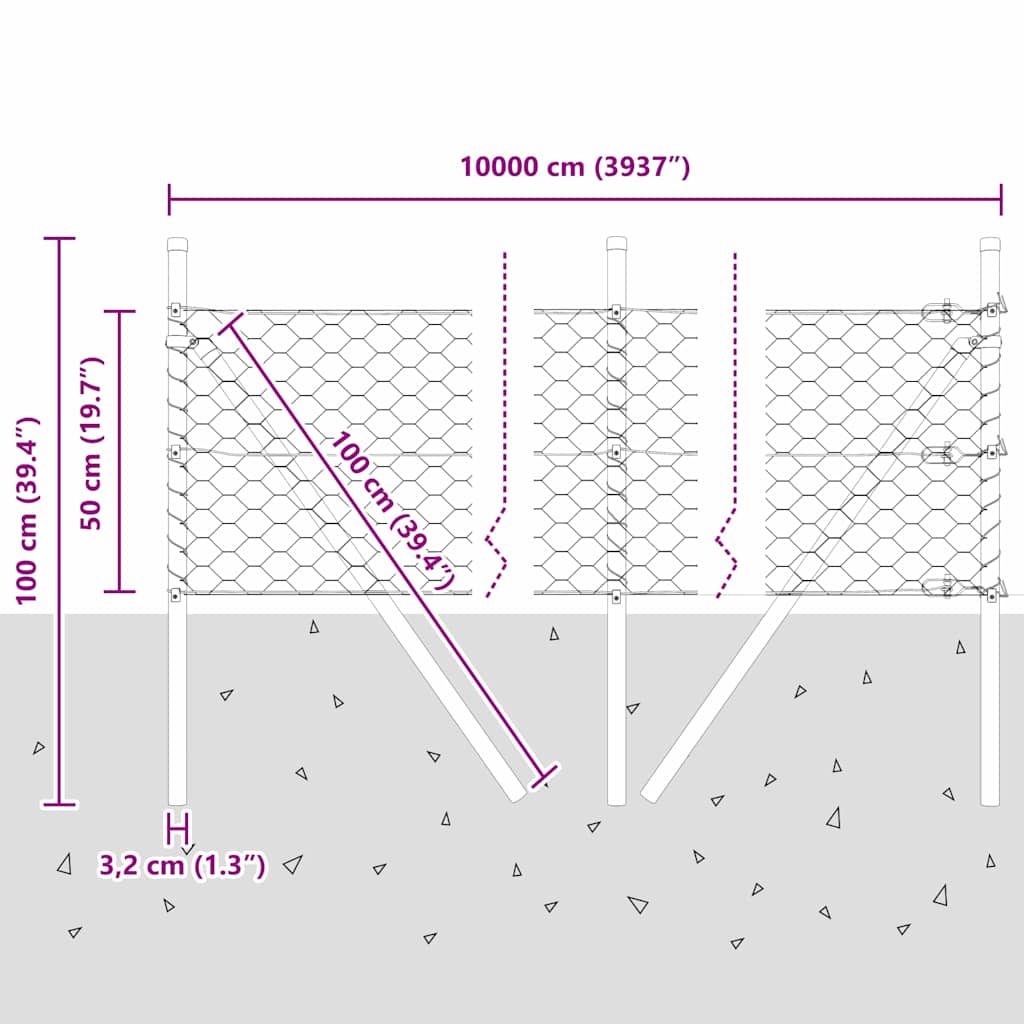 Temeljna zavarena žičana ograda 100 x 0,5 m (Š x V)