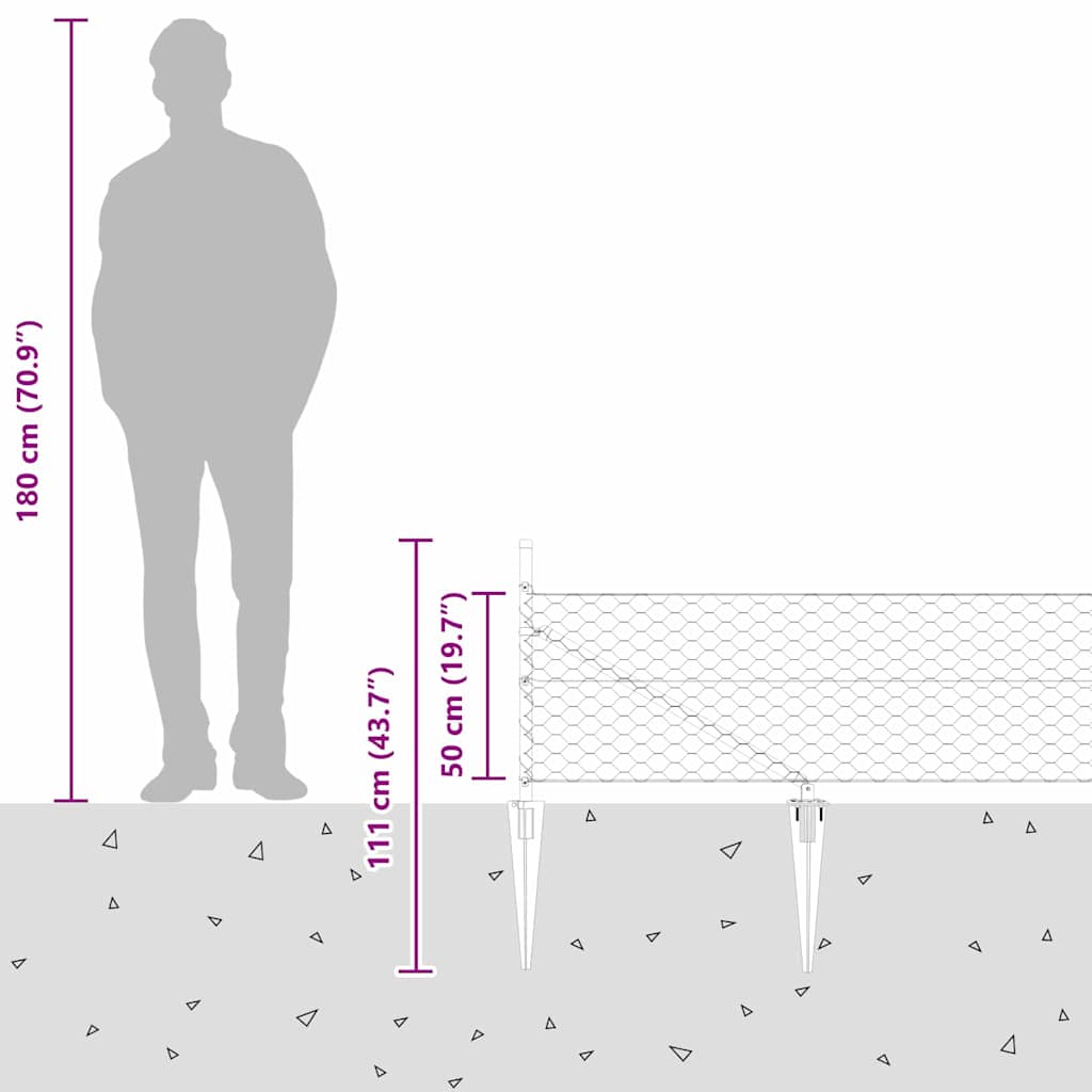 Heksagonalna ograda s stubom 10 x 0,5 m Čelik premazan PVC-om