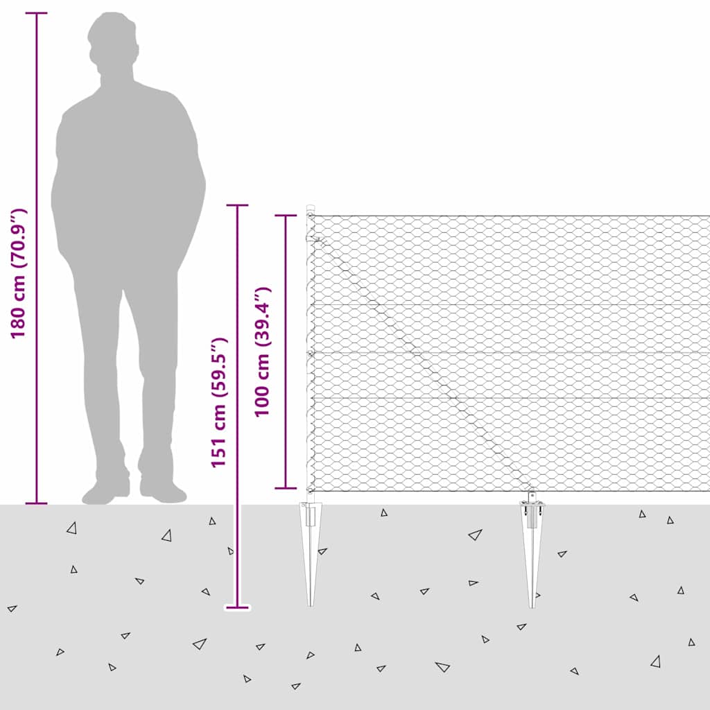 Heksagonalna ograda s stubom 10 x 1 m Čelik premazan PVC-om