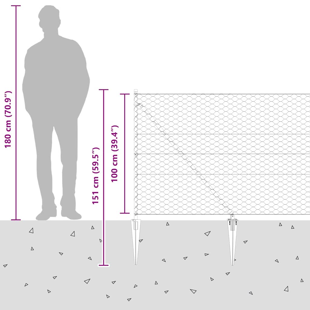 Heksagonalna ograda s stubom 10 x 1 m Čelik premazan PVC-om